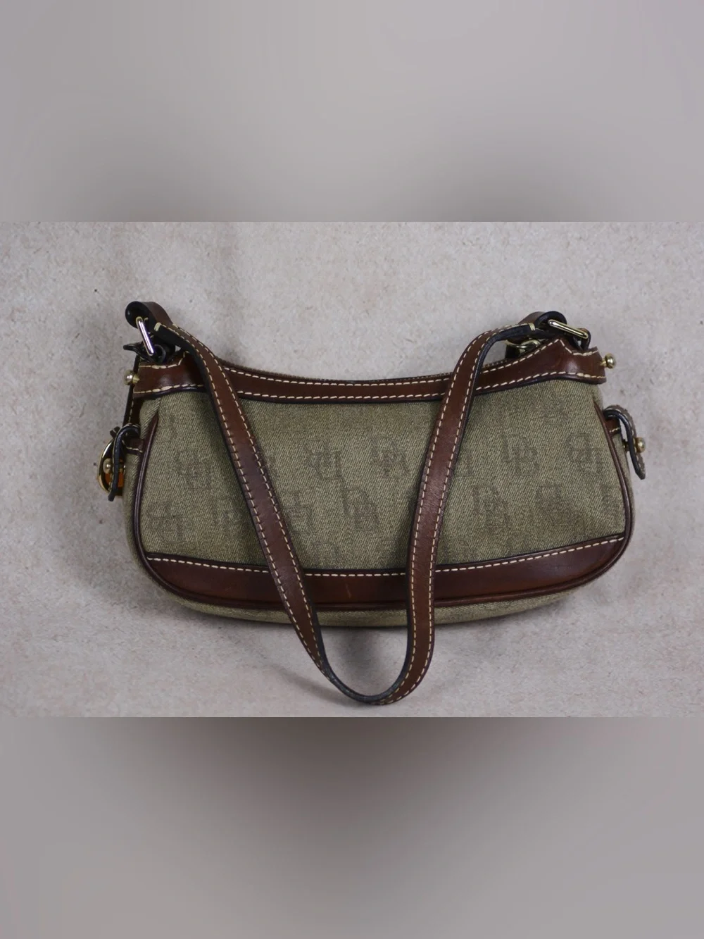 Dooney & Bourke Olive Shoulder Purse Italian Leather Trim